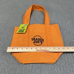 Trader Joe’s Foldable Limited Edition Canvas Mini Tote Bag Orange Solid 13x9x6