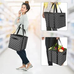 Black 3-Pack Heavy-Duty Reusable Grocery Bags, Foldable & Water-Resistant