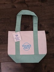 Trader Joe’s Mini Pastel Canvas Tote Bag Set Of 4 Pink Blue Green Purple NWT