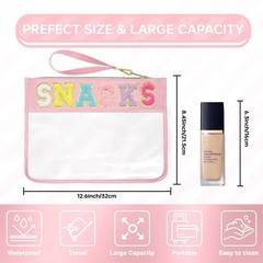 Siwara Snack Bags Clear Pouch for Travel Bag Nylon Cosmetic Pink–Snack