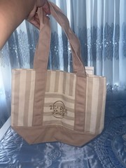 Trader Joe’s Striped Mini Canvas Tote Bag, Reusable Beige/Tan