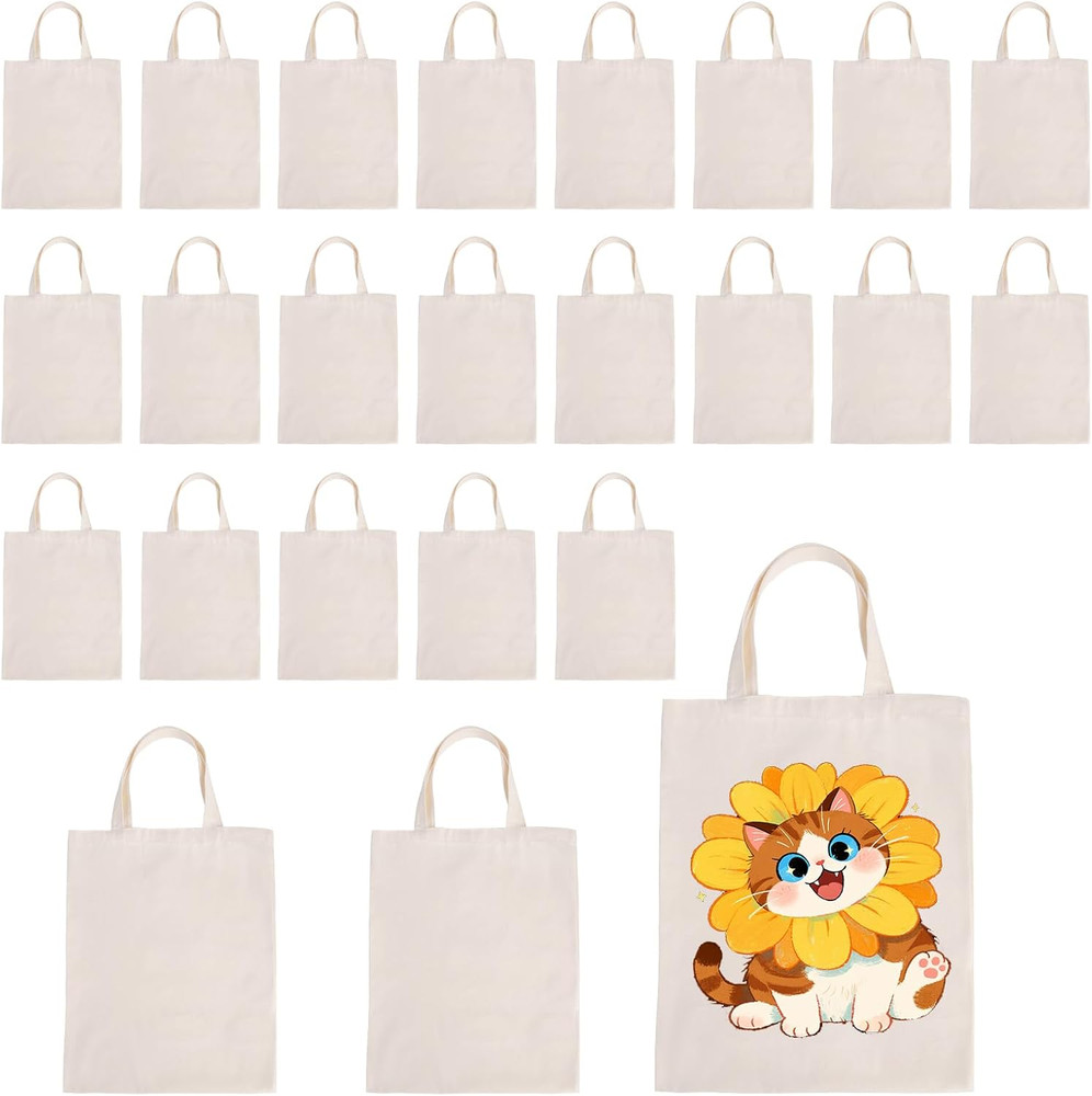 Canvas Tote Bag Bulk 24 Pack Sublimation Tote Bags, Lightweight Medium Reusable