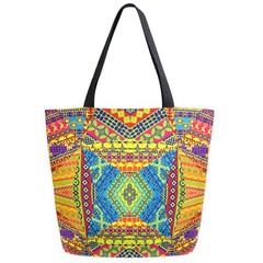 Chic Extra Large Shoulder Grocery Tote Bag, Vintage Ethnic 20×15″, Multi