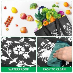 WOWBOX Reusable Grocery Bags Foldable Tote bulk with 4-pack, Black