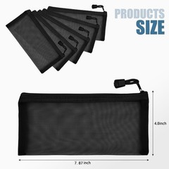 SimautHawk 5 Pieces Zipper Mesh Bags, a Bag with a M（7.87″ x 4″）, Black