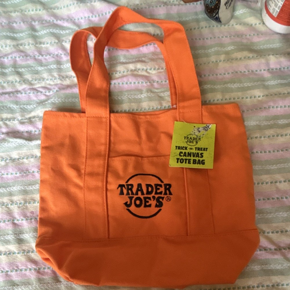 Trader Joe’s Foldable Canvas Tote Bag Orange Solid