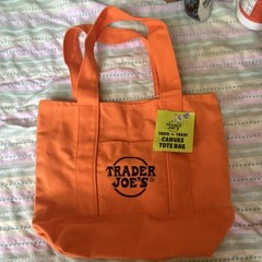Trader Joe’s Foldable Canvas Tote Bag Orange Solid