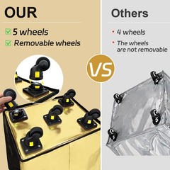 Reusable Grocery Bag on 5 Wheels, Foldable Rolling Tote Bag with Handle and Z…