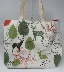Earthwise Canvas Tote Bag Deer Tree Print Reusable Grocery Shop Eco Made In USA