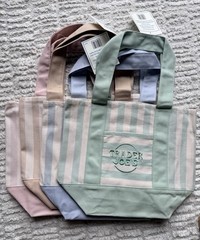 Trader Joe’s Reusable Tote Bags Lot of 4 Multicolor Striped 13x8x8 in