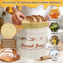 Large Cotton Beeswax Bread Bags, 13.4″ x 17″, Rustic Artisan Sketch