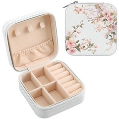 MAYCARI White Leather Square Travel Makeup Bag Floral Bloom | Style 3