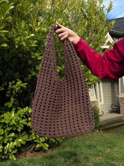 Brown Mesh Tote Bag