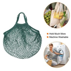 Cotton Mesh Bag 15×13.8″ Mesh Net String Grocery Bags Dark Green