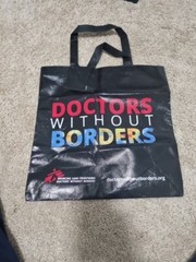 NWOT Doctors Without Borders Tote Bag, Vinyl, 15″ T x 15″ L, Handle = 7 1/4″