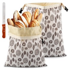 2Pack Beeswax Bread Bag,Sourdough Bags Reusable 13 x 17 inches, beige