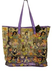 DISNEY PRINCESS CLEAR TRANSPARENT Purple Reusable Tote/Shopping/Gift Bag NEW!