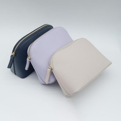 kamumanni Portable Makeup Bag for Women, Small Pu Leather Cosmetic Beige