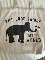 Sugar Boo Designs Canvas Foldable Reusable Shopping Bag Elephant Animal Print
