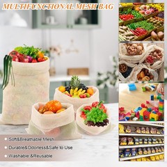 PEASUG 8 Pack Reusable Produce Bags Grocery Mixed: 2 XL, 2 L, 2 M, 2 S, Beige