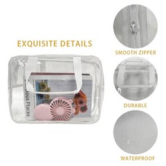 TotePrint Large Clear Transparent Gift Pouch Wash 11.81*8.27*5.12inch, clear