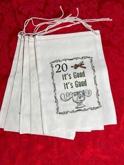Reusable Funny Print 5 Bags Unbleached Cotton Food Size 11.5 X 8 NWOT (2)