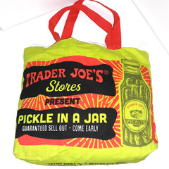 Trader Joe’s Reusable Canvas Shopping Tote The Pickles Print GroceryMarket 14×18