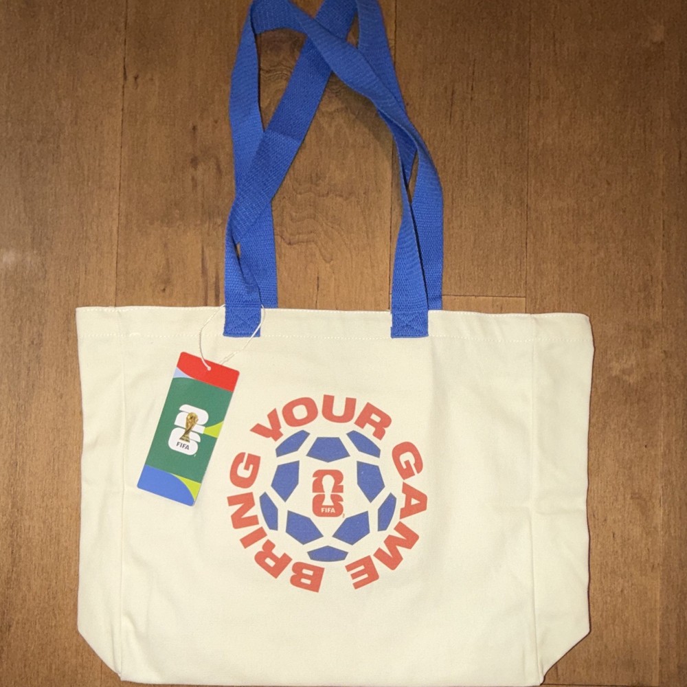 FIFA Bring Your Game Canvas Tote Reusable Shopping Bag Logo 14.2×13