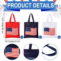 36 Pcs Patriotic Tote Bag Reusable American Flag Gift Bags for 4th of July In…