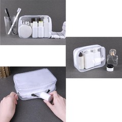 6 Pack Clear Toiletry Carry Pouch with Zipper Small and Large bags, White