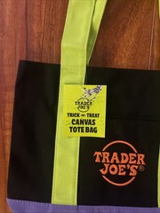 Trader Joe’s Halloween Mini Tote Canvas Bag – Black, Purple, Yellow Green