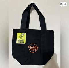 100% AUTHENTIC Trader Joe’s Mini Halloween Canvas Tote Bag Black & Orange NEW
