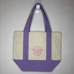 Set of 2 Trader Joe’s Canvas MINI Tote Bags Spring Color — PASTEL PURPLE + Pink!