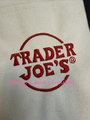 Trader Joe’s Mini Tote Bag Navy Blue / Beige Embroidered Worldwide Shipping New