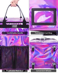 TOJNMAKE Reusable Grocery Bag with Wheels (Large, Glitter Purple), Rolling Sh…