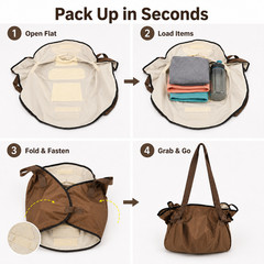 Large Expandable Tote Bag Grocery Beach Gym Laundry Travel Shoulder Carryall