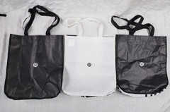 Lululemon Black & White 16″x14″ Reusable Tote Shopping Bag LOT of 3 ~ FAST SHIP