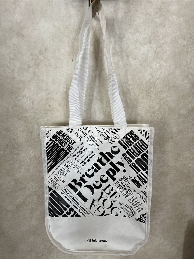 Lululemon Reusable Shopping Gift Bag White Small Gift Tote 12″ x 10″ Handles