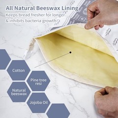 2 Pack Reusable Beeswax Bread Bags for X-Large, Stripes & Wheat Patterns