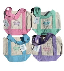 Trader Joe’s Mini Pastel Canvas Tote Bags Set of 4 (Pink, Lavender, Green, Blue)