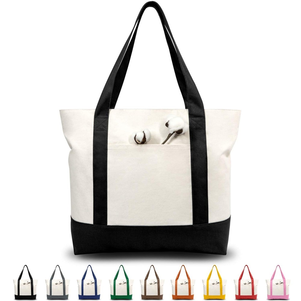 TOPDesign 1 | 3 | 6 | 30 Pack Canvas Tote Bag with an External Pocket, Reusab…