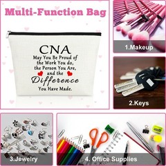 3Pcs CNA Makeup Bag Set Certified Nursing Assistant Gifts Beige