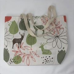Earthwise Canvas Tote Bag Deer Tree Print Reusable Grocery Shop Eco Made In USA