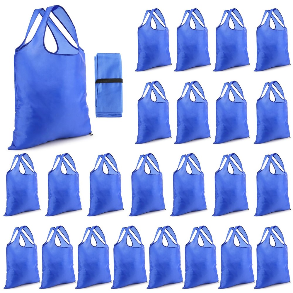 24 Pcs Durable Folding Reusable Grocery Bags Bulk with Handles Washable