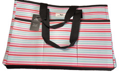 Scout THE BJ BAG POCKET TOTE 18.5x14x8.5 INBLUE PINK RED WHITE STRIPES POLY NWT