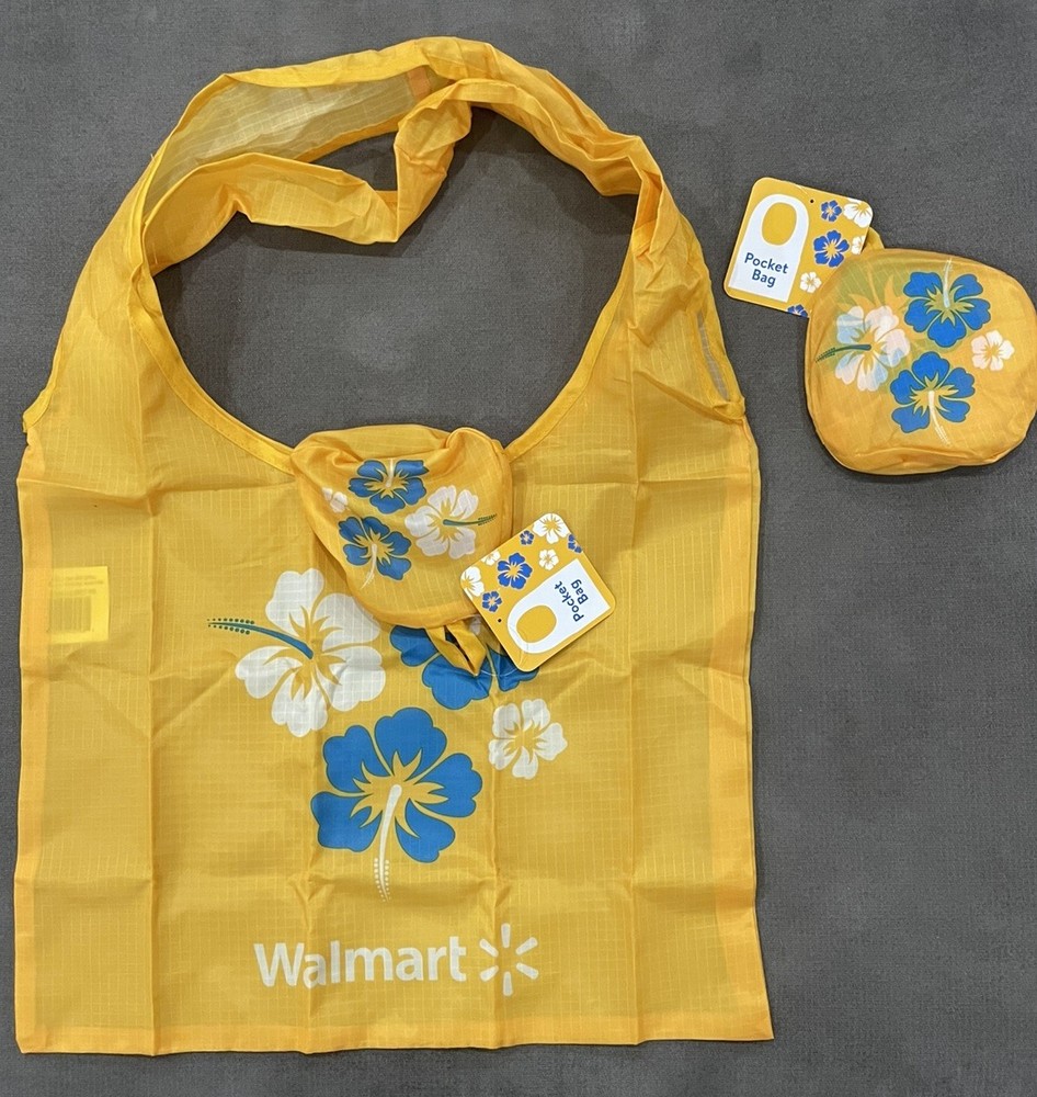 Walmart Hawaii Hibiscus Reusable Shopping Pocket Bag Tote Grocery Exclusive NEW