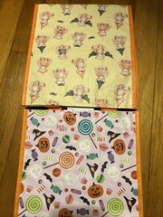 🧸TWO (2) PACK Halloween reusable shopping bag PUMPKINS 🎃 TEDDY 🧸 BEARS fun