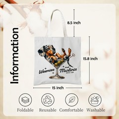 Dachshund Martini Cocktail Tote Bag, Dachshund Lovers Gifts Canvas Tote Bags …