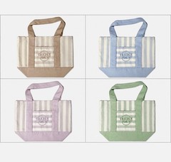 Trader Joe’s mini canvas tote Striped Pink/White