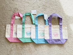 Trader Joe’s Mini Pastel Canvas Tote Bag NWT Blue Green Pink Purple | US Stock